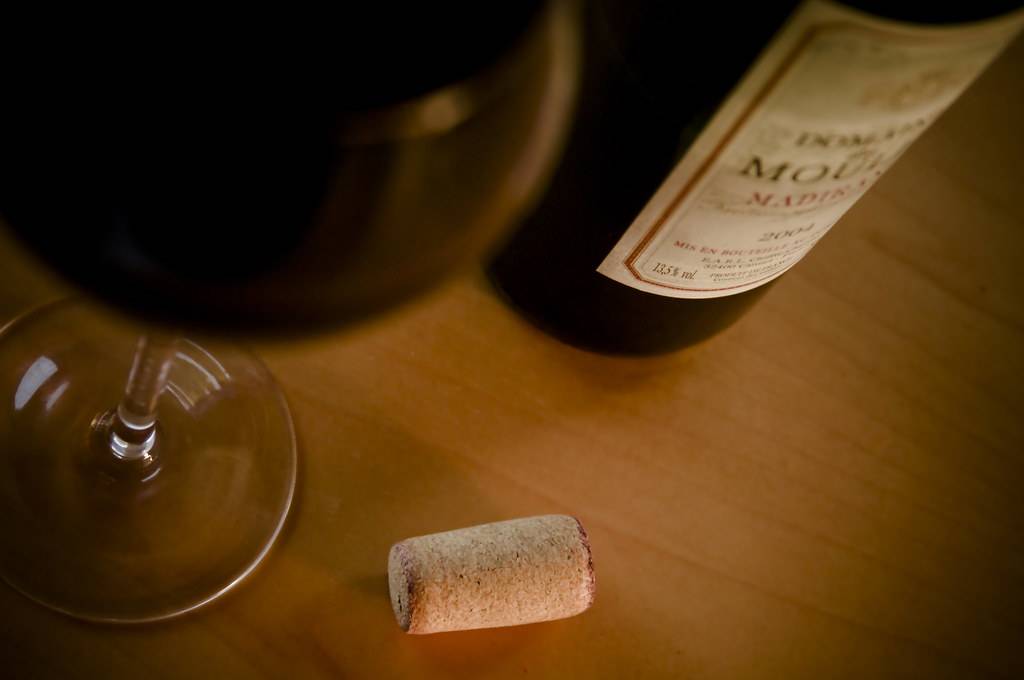 Bottle of Red Wine + Glass + Cork